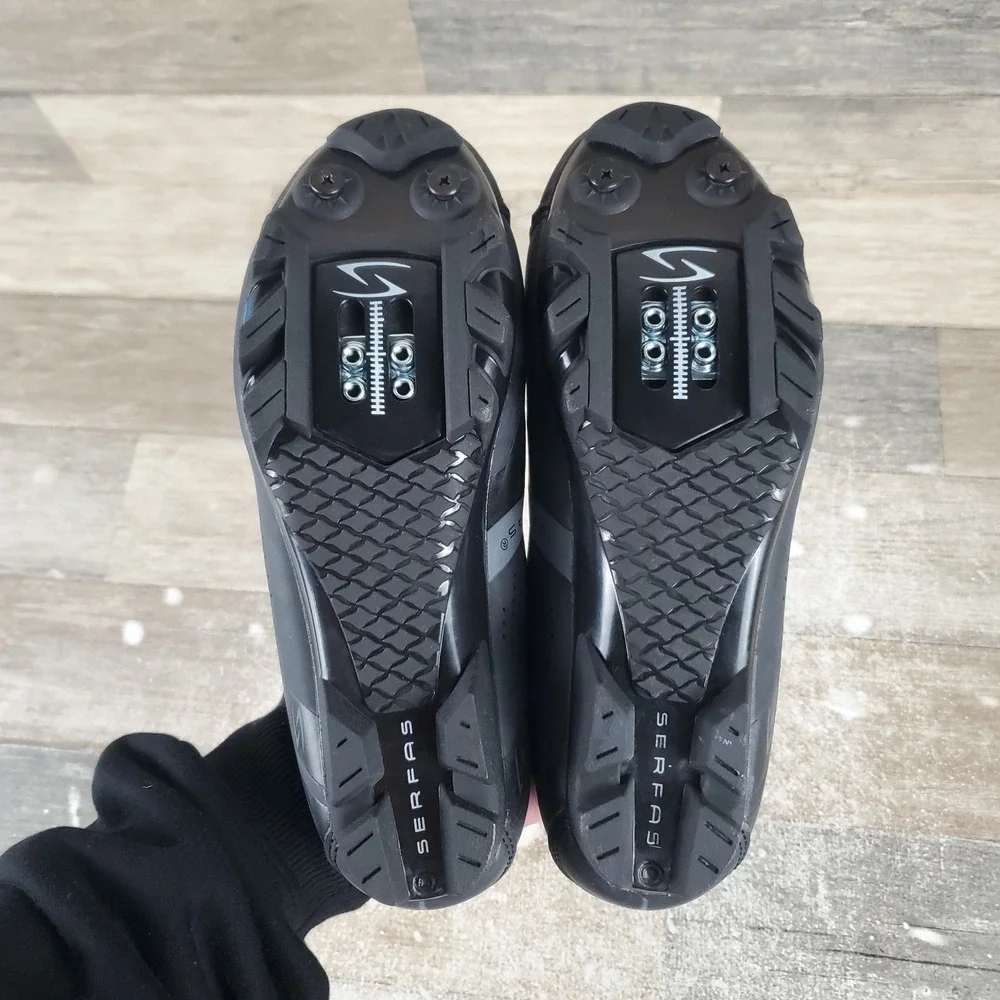 Serfas Singletrack MTB 3 Strap Womens Cycling Shoes Sz 5 Black Low Top Round Toe